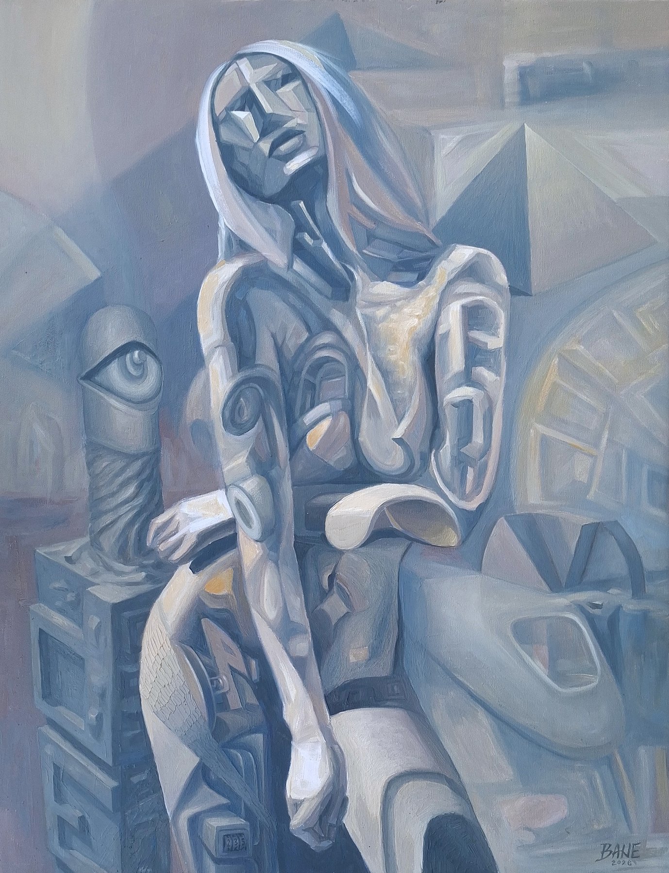 Platinum Silence, oil on canvas, 70 × 90 cm, 2026